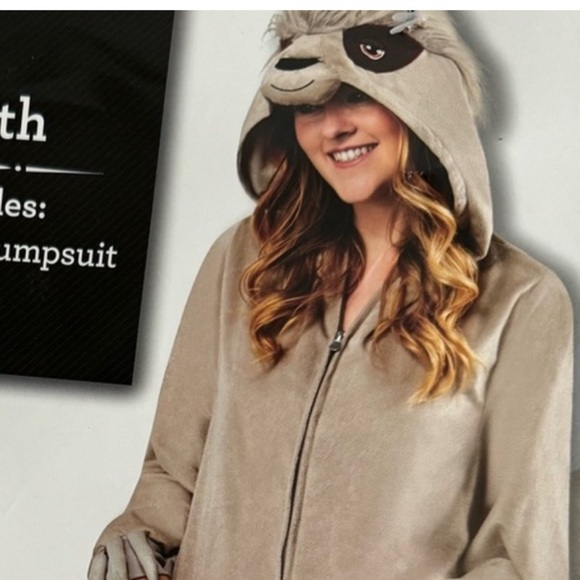 Sloth 1 piece hooded jumpsuit large/Xlarge - Picture 2 of 10